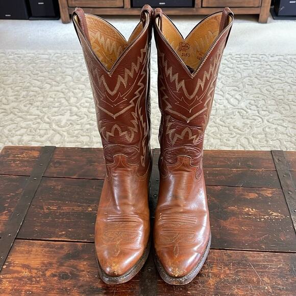 Men's Justin Brown Two-Tone Leather Western Boots 2450 Size 8.5 - Picture 5 of 7